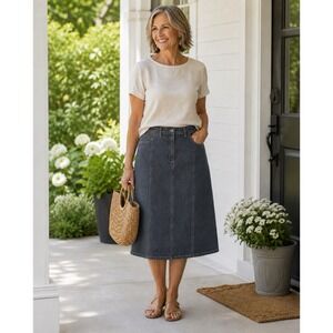 Finejeans Stretch Size 16 Modest Denim Skirt Size 16 Blue A-Line No Slit
